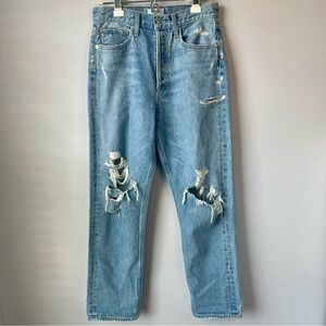 Agolde 90’s Distressed Button Fly Jeans Light Blue Women’s Size 26